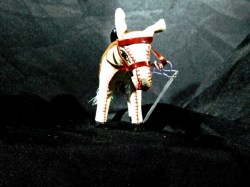 5.5'' 3 FOLK ART YARN BALLERINA DOLLS & LEATHER DONKEY & CAMEL